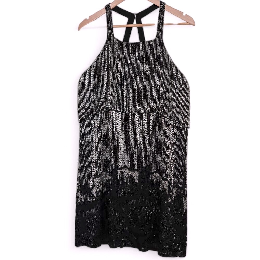 Parker Silver Bead Midi Dress Women's Retro 30s Spaghetti Strap Evening FLAW 10